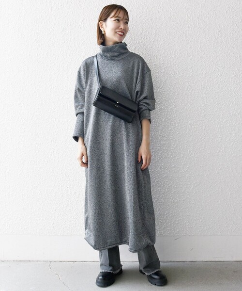 セール】SHIPS any:〈手洗い可能〉ラメ 裏毛 ハイネック ドロスト