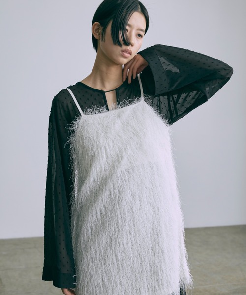 EN NEUME(エンノイム)の「Sheer Dot Tunic(シャツ/ブラウス・レディース・アイボリー/ブラック・FREE)」の2枚目の写真