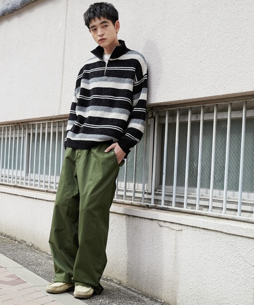 WEGO（ウィゴー）の「WEGO/ベロアモールハーフジッププルオーバー（ニット/セーター・メンズ・ホワイト系その他5/ブラック系その他5・FREE）」の4枚目の写真