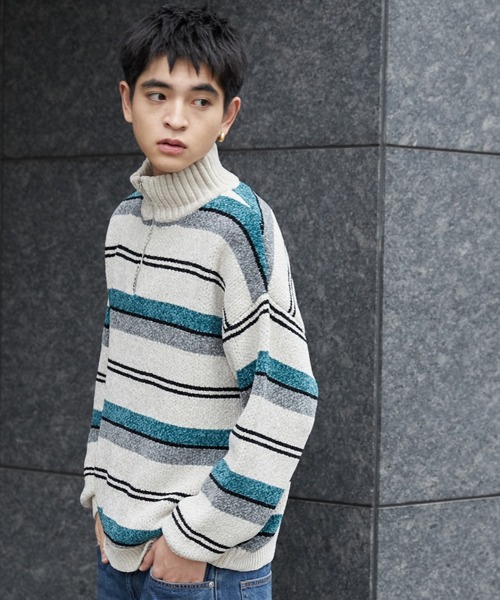 WEGO（ウィゴー）の「WEGO/ベロアモールハーフジッププルオーバー（ニット/セーター・メンズ・ホワイト系その他5/ブラック系その他5・FREE）」の7枚目の写真