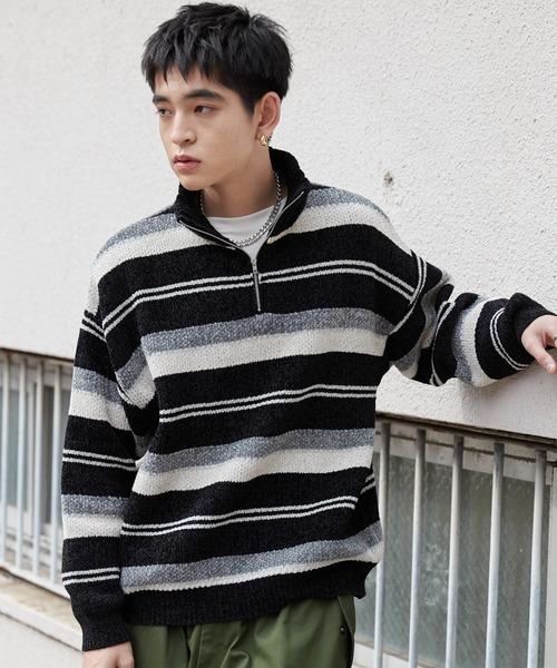 WEGO（ウィゴー）の「WEGO/ベロアモールハーフジッププルオーバー（ニット/セーター・メンズ・ホワイト系その他5/ブラック系その他5・FREE）」の11枚目の写真