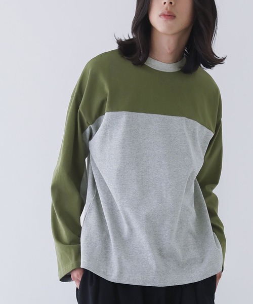 n'OrLABEL（ノアールレーベル）の「『配色クルーネックカットソー』（Tシャツ/カットソー・メンズ・ブラック/グレー・M/L）」の2枚目の写真