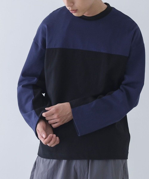 n'OrLABEL（ノアールレーベル）の「『配色クルーネックカットソー』（Tシャツ/カットソー・メンズ・ブラック/グレー・M/L）」の5枚目の写真