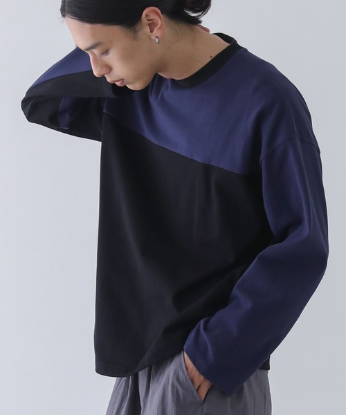 n'OrLABEL（ノアールレーベル）の「『配色クルーネックカットソー』（Tシャツ/カットソー・メンズ・ブラック/グレー・M/L）」の3枚目の写真