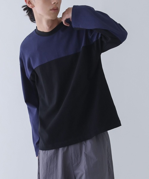 n'OrLABEL（ノアールレーベル）の「『配色クルーネックカットソー』（Tシャツ/カットソー・メンズ・ブラック/グレー・M/L）」の4枚目の写真