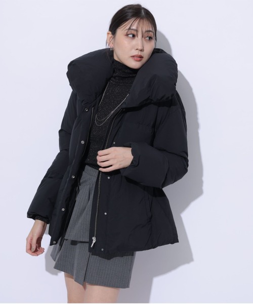 美品　Mystrada マイストラーダ　黒 ダウンコート　フォックスファー付き アミアンハウス] フォックスファー付き-ダウンコート582931