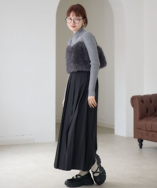 RETRO GIRL（レトロガール）の「ボアビスチェ（キャミソール・レディース・ライトグレー/ブラウン・FREE）」の3枚目の写真