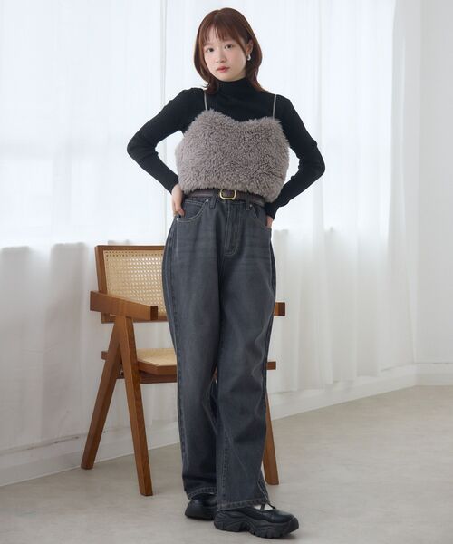 RETRO GIRL（レトロガール）の「ボアビスチェ（キャミソール・レディース・ライトグレー/ブラウン・FREE）」の5枚目の写真