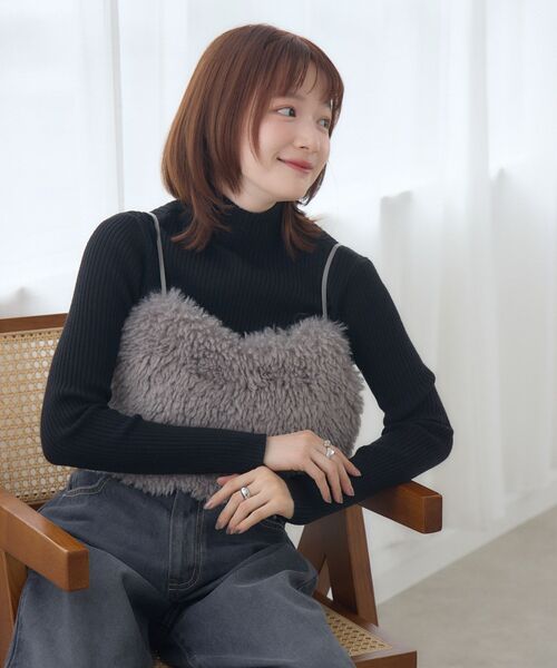 RETRO GIRL（レトロガール）の「ボアビスチェ（キャミソール・レディース・ライトグレー/ブラウン・FREE）」の13枚目の写真