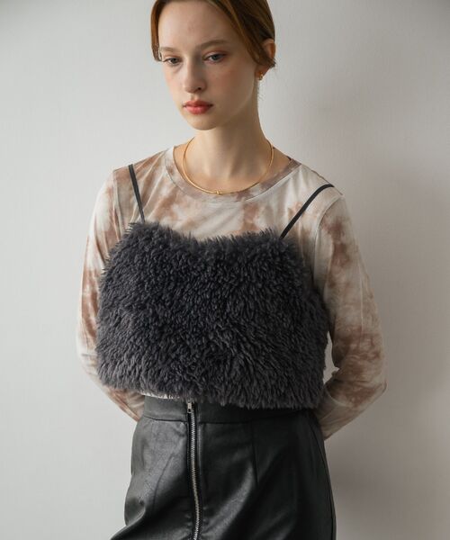 RETRO GIRL（レトロガール）の「ボアビスチェ（キャミソール・レディース・ライトグレー/ブラウン・FREE）」の14枚目の写真