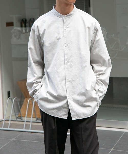 FORK&SPOON(フォークアンドスプーン)の「FORK&SPOON バンドカラーピケシャツ(シャツ/ブラウス・メンズ・グレー系その他/チャコールグレー/モカ・4/5)」の3枚目の写真