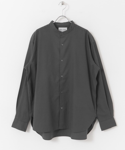 FORK&SPOON(フォークアンドスプーン)の「FORK&SPOON バンドカラーピケシャツ(シャツ/ブラウス・メンズ・グレー系その他/チャコールグレー/モカ・4/5)」の1枚目の写真