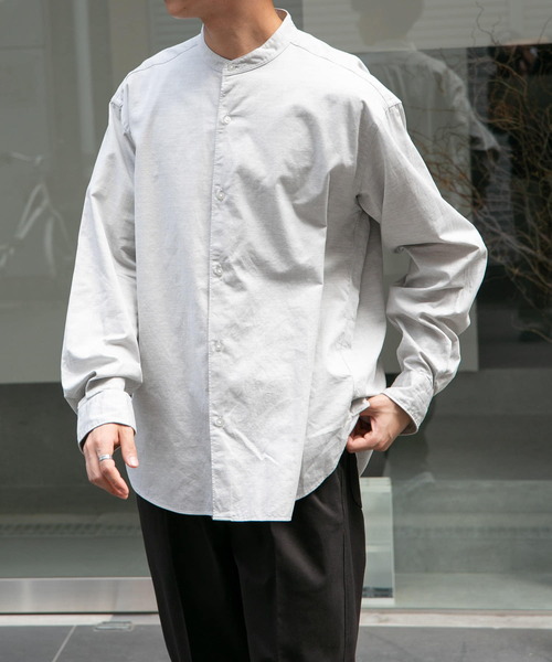 FORK&SPOON(フォークアンドスプーン)の「FORK&SPOON バンドカラーピケシャツ(シャツ/ブラウス・メンズ・グレー系その他/チャコールグレー/モカ・4/5)」の4枚目の写真