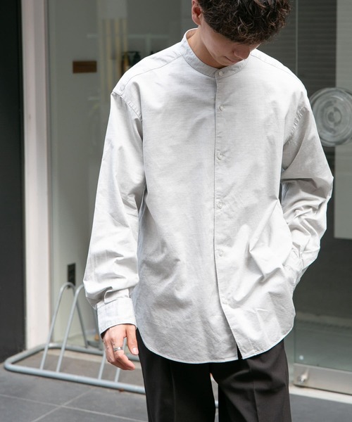 FORK&SPOON(フォークアンドスプーン)の「FORK&SPOON バンドカラーピケシャツ(シャツ/ブラウス・メンズ・グレー系その他/チャコールグレー/モカ・4/5)」の7枚目の写真