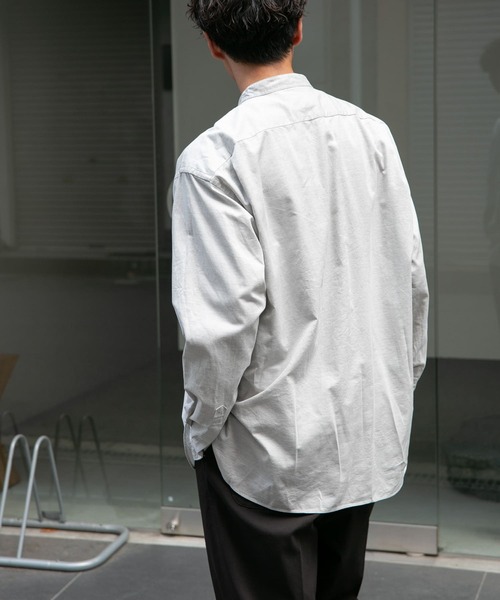 FORK&SPOON(フォークアンドスプーン)の「FORK&SPOON バンドカラーピケシャツ(シャツ/ブラウス・メンズ・グレー系その他/チャコールグレー/モカ・4/5)」の8枚目の写真