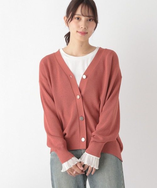 GLOBAL WORK（グローバルワーク）の「スッキレイVネックカーディガン/115573（カーディガン/ボレロ・レディース・グレイッシュベージュ/グレイッシュブルー/セージグリーン/コーラルピンク/ブラック・REGULAR/SHORT）」の5枚目の写真