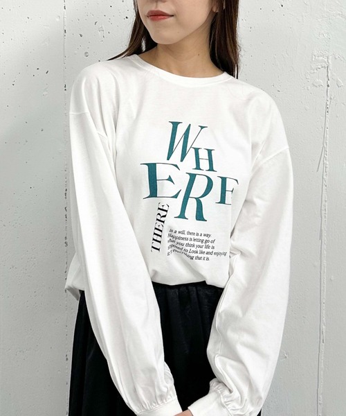 archives(アルシーヴ)の「アソートプリントロンT(Tシャツ/カットソー・レディース・ホワイト×ブラック/ホワイト×レッド/ホワイト×グリーン・MEDIUM)」の2枚目の写真