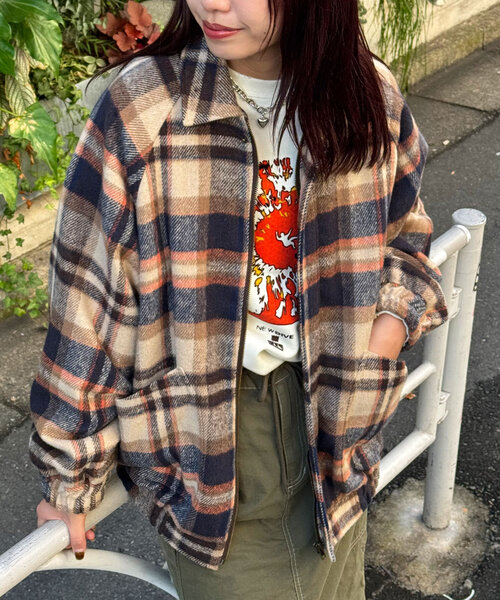 CIAOPANIC（チャオパニック）の「シャギーチェックブルゾン（ブルゾン・レディース・ブラック/ネイビー/ブラウン・ONE SIZE）」の3枚目の写真