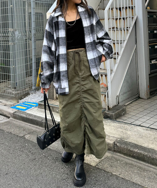 CIAOPANIC（チャオパニック）の「シャギーチェックブルゾン（ブルゾン・レディース・ブラック/ネイビー/ブラウン・ONE SIZE）」の8枚目の写真