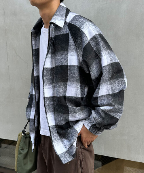 CIAOPANIC（チャオパニック）の「シャギーチェックブルゾン（ブルゾン・レディース・ブラック/ネイビー/ブラウン・ONE SIZE）」の9枚目の写真