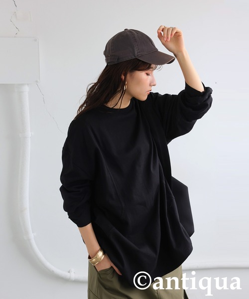 antiqua(アンティカ)の「バスクデザイントップス(Tシャツ/カットソー・レディース・ブルー/ブラック/ホワイト・ONESIZE)」の4枚目の写真