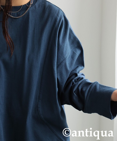 antiqua(アンティカ)の「バスクデザイントップス(Tシャツ/カットソー・レディース・ブルー/ブラック/ホワイト・ONESIZE)」の6枚目の写真
