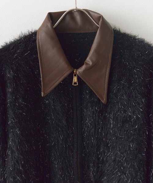 ROOPTOKYO（ループトウキョウ）の「襟付きダブルジップシャギーニット（ニット/セーター・レディース・ベージュ/ブラック/ブラウン・FREE）」の4枚目の写真