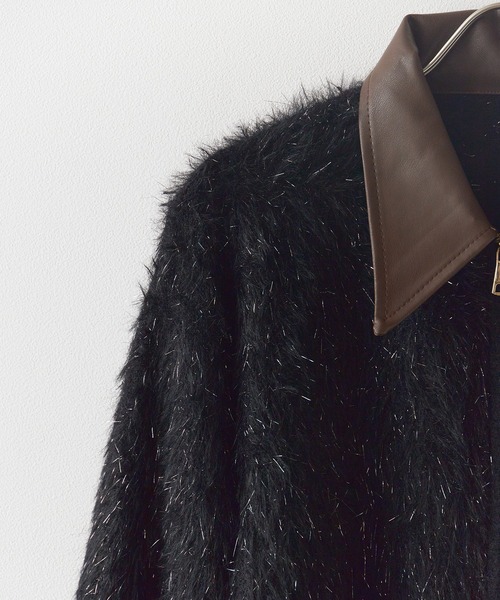 ROOPTOKYO（ループトウキョウ）の「襟付きダブルジップシャギーニット（ニット/セーター・レディース・ベージュ/ブラック/ブラウン・FREE）」の5枚目の写真