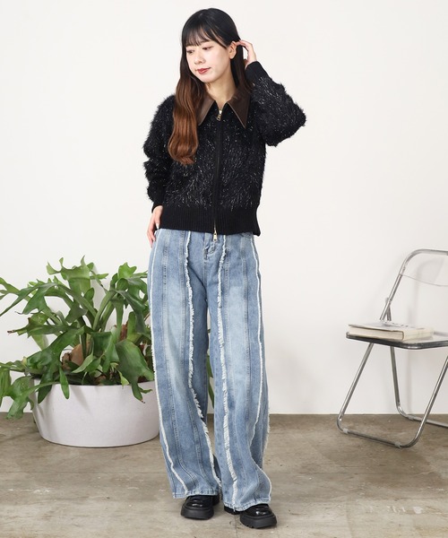 ROOPTOKYO（ループトウキョウ）の「襟付きダブルジップシャギーニット（ニット/セーター・レディース・ベージュ/ブラック/ブラウン・FREE）」の13枚目の写真