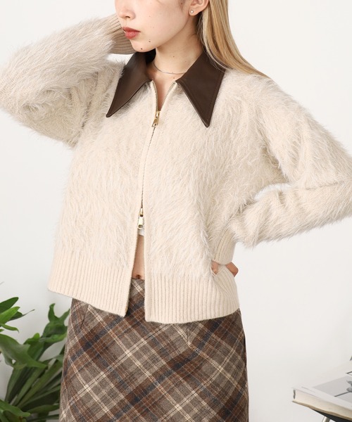 襟付きダブルジップシャギーニット（ニット/セーター）｜ROOPTOKYO