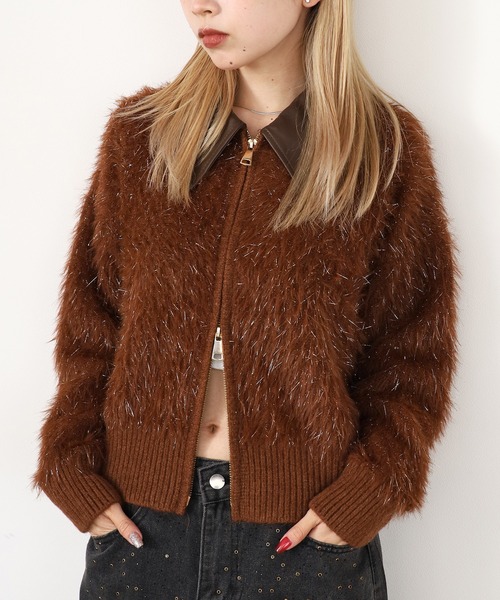 ROOPTOKYO（ループトウキョウ）の「襟付きダブルジップシャギーニット（ニット/セーター・レディース・ベージュ/ブラック/ブラウン・FREE）」の17枚目の写真