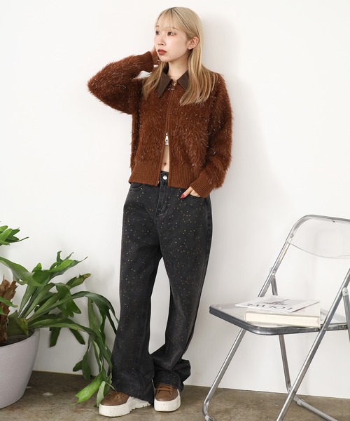 襟付きダブルジップシャギーニット（ニット/セーター）｜ROOPTOKYO