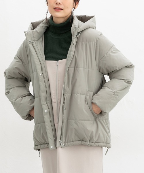 Honeys(ハニーズ)の「【非フッ素撥水加工】ファイバーダウンブルゾン(ダウンジャケット/コート・レディース・アイボリー/オリーブ/ネイビー/ベージュ/チャコール/ブラック・M/S/LL/L)」の5枚目の写真