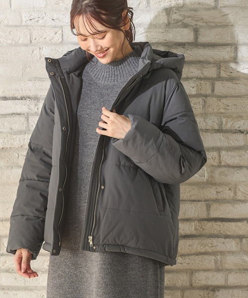 Honeys(ハニーズ)の「【非フッ素撥水加工】ファイバーダウンブルゾン(ダウンジャケット/コート・レディース・アイボリー/オリーブ/ネイビー/ベージュ/チャコール/ブラック・M/S/LL/L)」の3枚目の写真