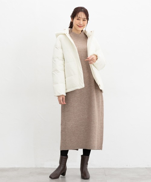 Honeys(ハニーズ)の「【非フッ素撥水加工】ファイバーダウンブルゾン(ダウンジャケット/コート・レディース・アイボリー/オリーブ/ネイビー/ベージュ/チャコール/ブラック・M/S/LL/L)」の10枚目の写真