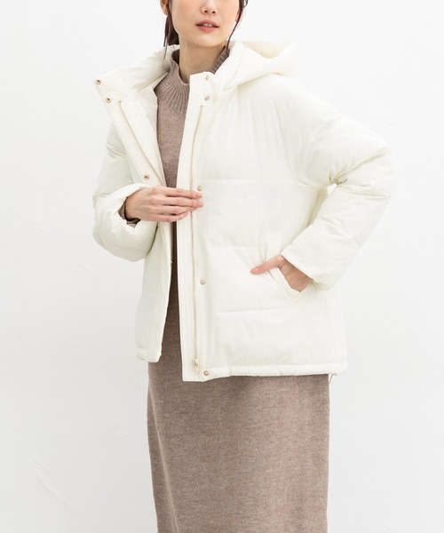 Honeys(ハニーズ)の「【非フッ素撥水加工】ファイバーダウンブルゾン(ダウンジャケット/コート・レディース・アイボリー/オリーブ/ネイビー/ベージュ/チャコール/ブラック・M/S/LL/L)」の11枚目の写真