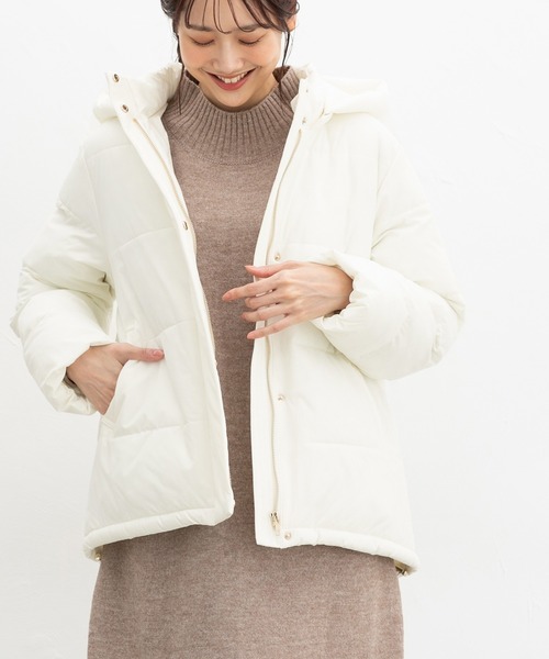 Honeys(ハニーズ)の「【非フッ素撥水加工】ファイバーダウンブルゾン(ダウンジャケット/コート・レディース・アイボリー/オリーブ/ネイビー/ベージュ/チャコール/ブラック・M/S/LL/L)」の12枚目の写真