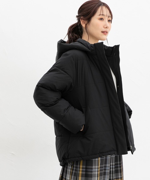 Honeys(ハニーズ)の「【非フッ素撥水加工】ファイバーダウンブルゾン(ダウンジャケット/コート・レディース・アイボリー/オリーブ/ネイビー/ベージュ/チャコール/ブラック・M/S/LL/L)」の16枚目の写真