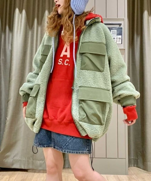 Right-on（ライトオン）の「ユーティリティボアブルゾン（ブルゾン・メンズ・オフホワイト/オリーブ/ダークグレー/グレー・M/XL/L）」の5枚目の写真