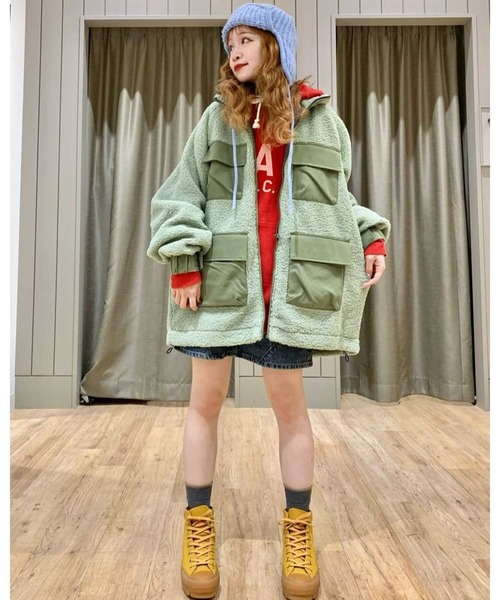 Right-on（ライトオン）の「ユーティリティボアブルゾン（ブルゾン・メンズ・オフホワイト/オリーブ/ダークグレー/グレー・M/XL/L）」の6枚目の写真