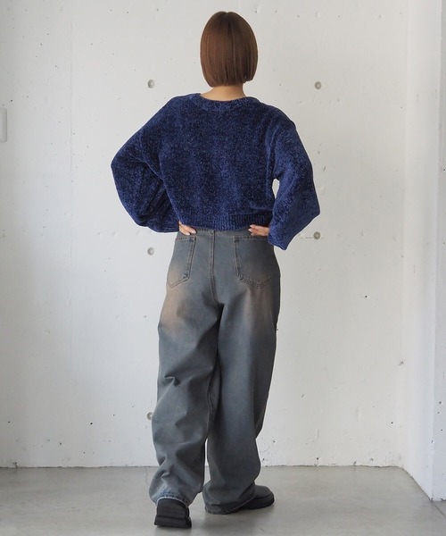 セール】ラメベロアモールショート丈プルオーバー（ニット/セーター