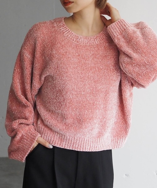 tiptop(ティップトップ)の「ラメベロアモールショート丈プルオーバー(ニット/セーター・レディース・アイボリー/ブラック/サックスブルー/ネイビー/イエロー/ピンク・FREE)」の17枚目の写真