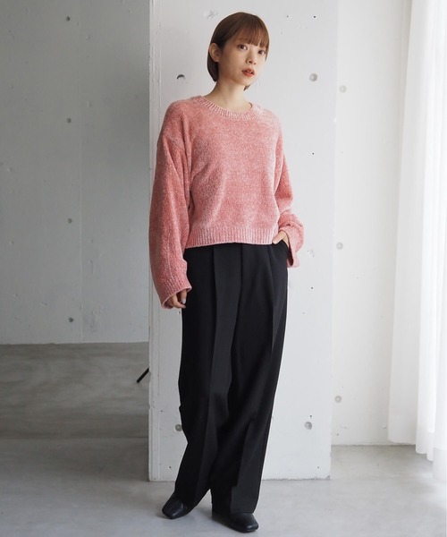 tiptop(ティップトップ)の「ラメベロアモールショート丈プルオーバー(ニット/セーター・レディース・アイボリー/ブラック/サックスブルー/ネイビー/イエロー/ピンク・FREE)」の19枚目の写真