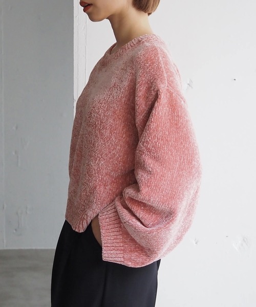 tiptop(ティップトップ)の「ラメベロアモールショート丈プルオーバー(ニット/セーター・レディース・アイボリー/ブラック/サックスブルー/ネイビー/イエロー/ピンク・FREE)」の20枚目の写真