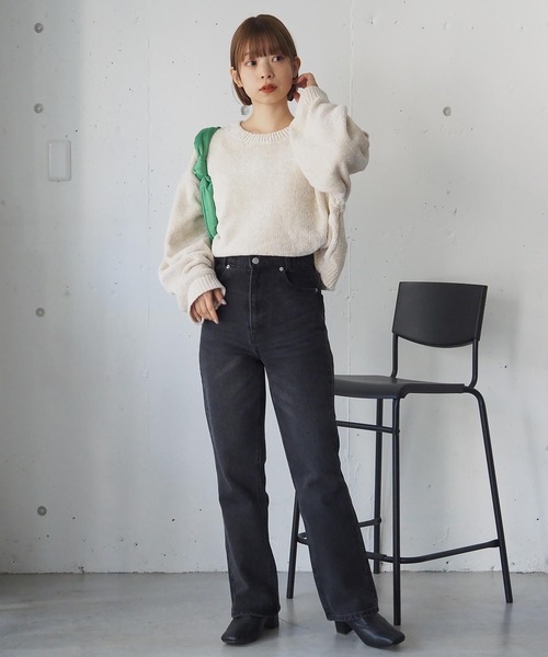 tiptop(ティップトップ)の「ラメベロアモールショート丈プルオーバー(ニット/セーター・レディース・アイボリー/ブラック/サックスブルー/ネイビー/イエロー/ピンク・FREE)」の10枚目の写真