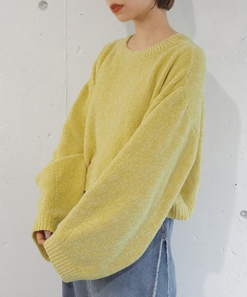 tiptop(ティップトップ)の「ラメベロアモールショート丈プルオーバー(ニット/セーター・レディース・アイボリー/ブラック/サックスブルー/ネイビー/イエロー/ピンク・FREE)」の22枚目の写真