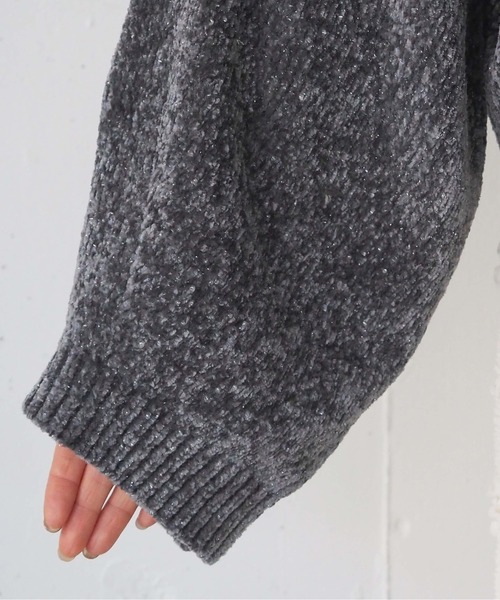 セール】ラメベロアモールショート丈プルオーバー（ニット/セーター