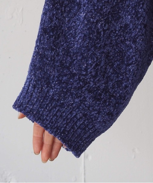 セール】ラメベロアモールショート丈プルオーバー（ニット/セーター