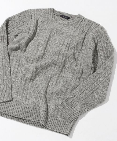 RAGEBLUE(レイジブルー)の「<人気アイテム>ケーブルニットクルー/568536(ニット/セーター・メンズ・オリーブ/グレー/ホワイト/ワインレッド/キャメル/ブラウン/ネイビー/グレー系その他・MEDIUM/LARGE/SMALL)」の4枚目の写真