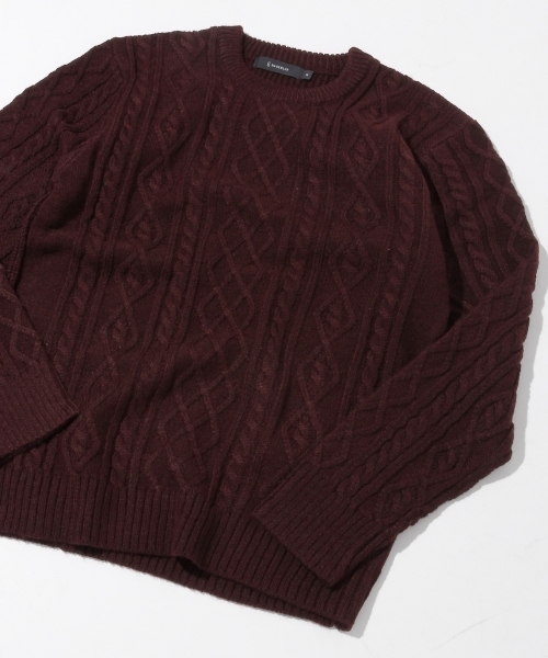 RAGEBLUE(レイジブルー)の「<人気アイテム>ケーブルニットクルー/568536(ニット/セーター・メンズ・オリーブ/グレー/ホワイト/ワインレッド/キャメル/ブラウン/ネイビー/グレー系その他・MEDIUM/LARGE/SMALL)」の8枚目の写真